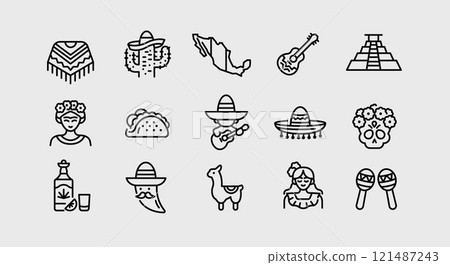 Mexico Icons Set 121487243