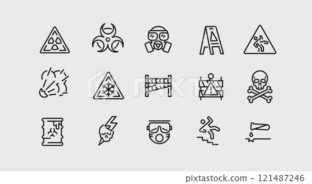 Safety and Warning Icons Set 121487246
