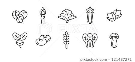 Vegetable Icons Set Vegetable Icons Set 121487271