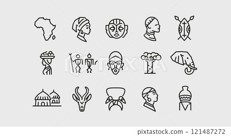 Africa Icons Set 121487272