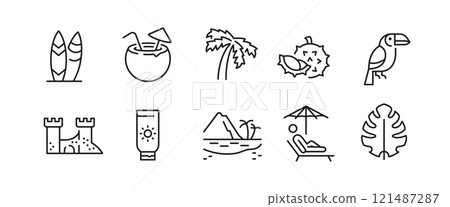 Beach Icons Set Beach Icons Set 121487287