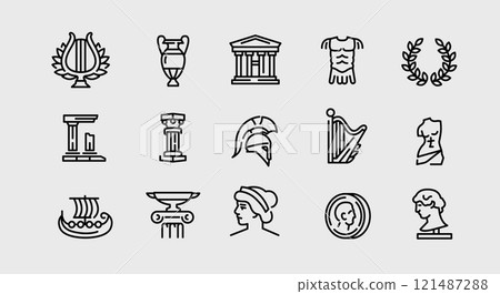 Ancient Greece Icons Set Ancient Greece Icons Set 121487288