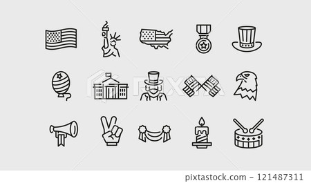 American Independence Day Icon Set American Independence Day Icon Set 121487311