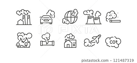 Air Pollution Icons Set Air Pollution Icons Set 121487319
