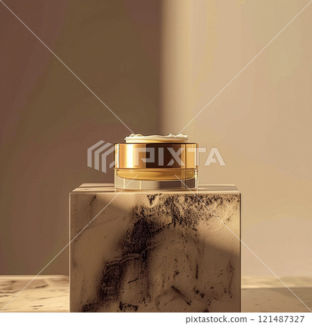 Cosmetic cream in a glass jar. Skin care concept. Background for beauty products Cosmetic cream in a glass jar. Skin care concept. Background for beauty products 121487327