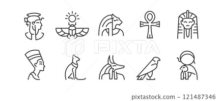 Ancient Egypt Gods Icon Set Ancient Egypt Gods Icon Set 121487346