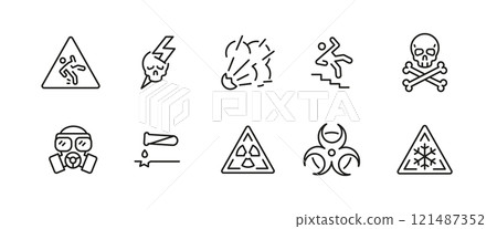 Safety and Warning Icons Set Safety and Warning Icons Set 121487352