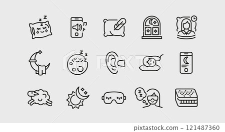 Sleep icons set 121487360