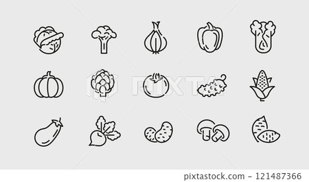 Vegetable Icons Set 121487366