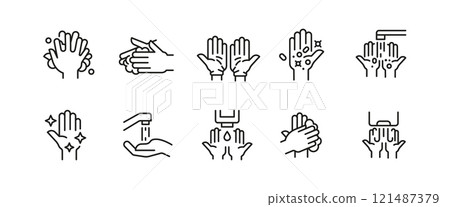 Hand Hygiene Icons Set 121487379