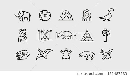 Prehistoric icons set 121487383