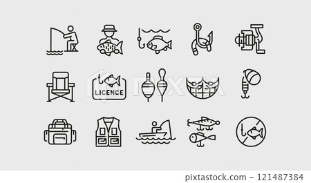 Fishing Icons Set Fishing Icons Set 121487384