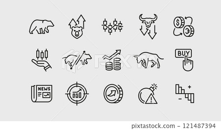 Stock market icons set Stock market icons set 121487394