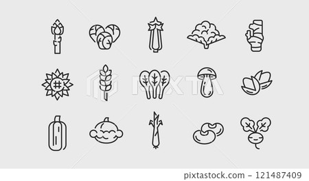Vegetable Icons Set Vegetable Icons Set 121487409
