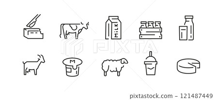 Dairy Icons Set Dairy Icons Set 121487449