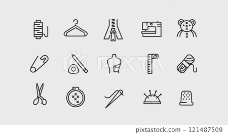 Sewing Icons Set Sewing Icons Set 121487509