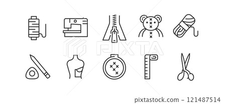 Sewing Icons Set Sewing Icons Set 121487514