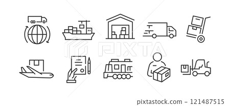 Logistics Icons Set 121487515
