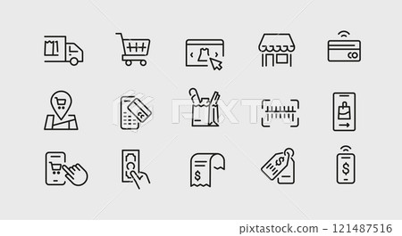 Shopping Icons Set 121487516