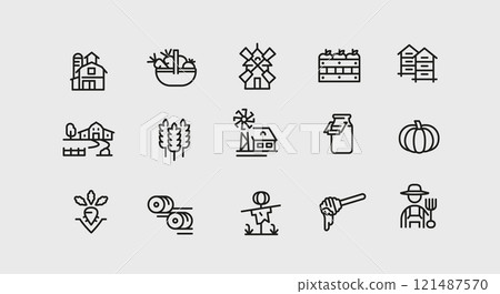 Farm Icons Set 121487570
