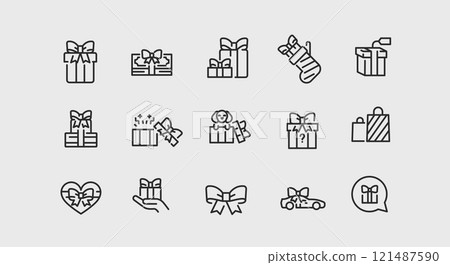 Diverse Gift Icon Set 121487590
