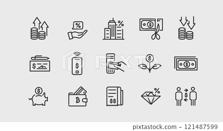 Finance and Investment Icon Set 121487599