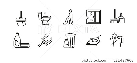 Cleaning and Hygiene Icons Set Cleaning and Hygiene Icons Set 121487603