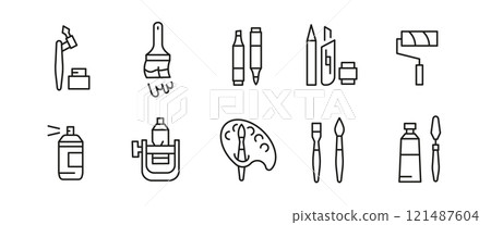 Art and Painting Icons Set 121487604