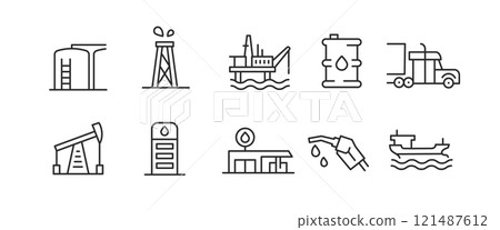 Oil Station and Energy Icon Set Oil Station and Energy Icon Set 121487612