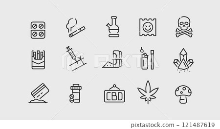 Pharmaceuticals and Drugs Icon Set 121487619