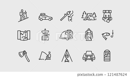 Camping Icons set 121487624