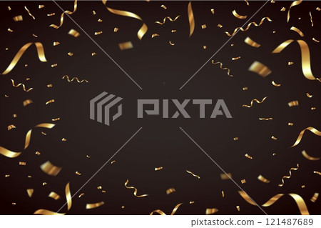 金色五彩紙屑框架的向量圖解 121487689