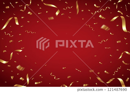 金色五彩紙屑框架的向量圖解 121487690