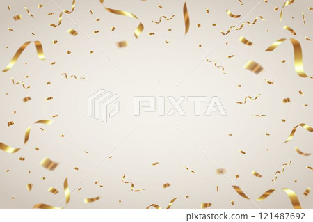 金色五彩紙屑框架的向量圖解 金色五彩紙屑框架的向量圖解 121487692