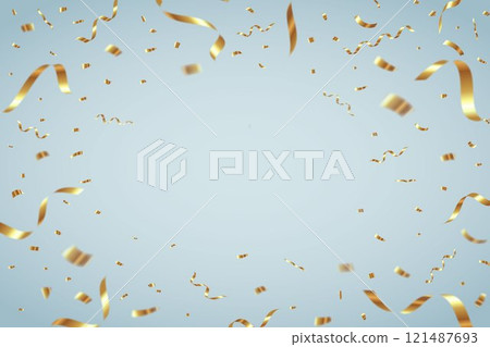 金色五彩紙屑框架的向量圖解 121487693
