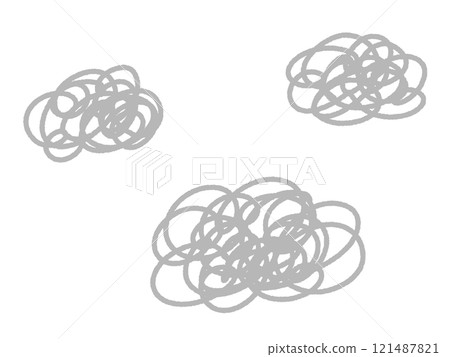 Doodle-style fuzzy and messy mark set: depression, trash, dust 121487821