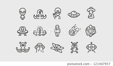 Alien Icons Set Alien Icons Set 121487957