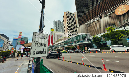 Downtown sidewalks and pedestrians Downtown sidewalks and pedestrians 121487976