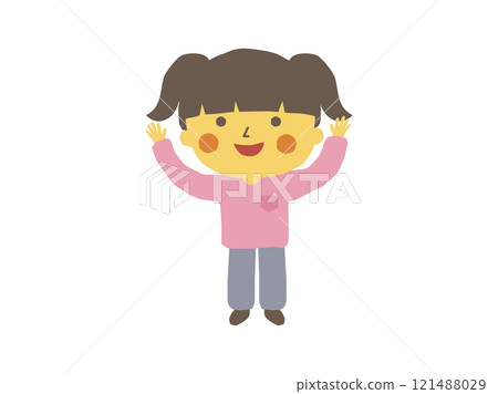 一個女孩高興地慶祝 121488029