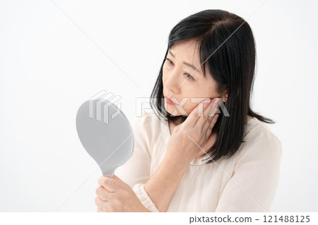 照鏡子的老婦人，擔心 121488125