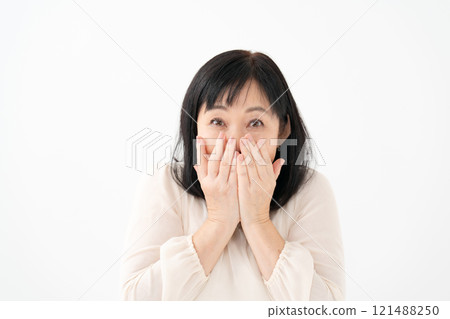 Female senior portrait surprised 121488250