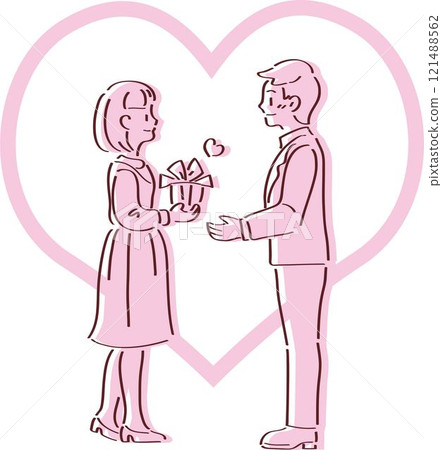 男女情侶禮物情人節生日可愛時尚手繪插畫素材 121488562