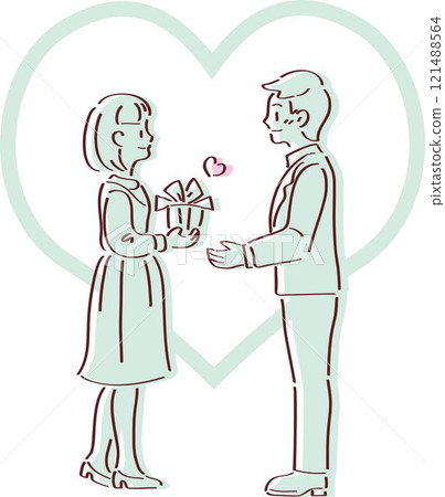 男女情侶禮物情人節生日可愛時尚手繪插畫素材 121488564