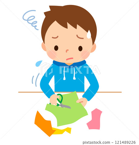 無法正確使用剪刀的笨手笨腳的男孩 發展協調障礙 發展障礙 121489226