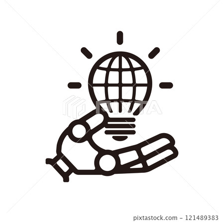 Inspiration, inspiration, idea icon / Robot hand, AI Inspiration, inspiration, idea icon / Robot hand, AI 121489383