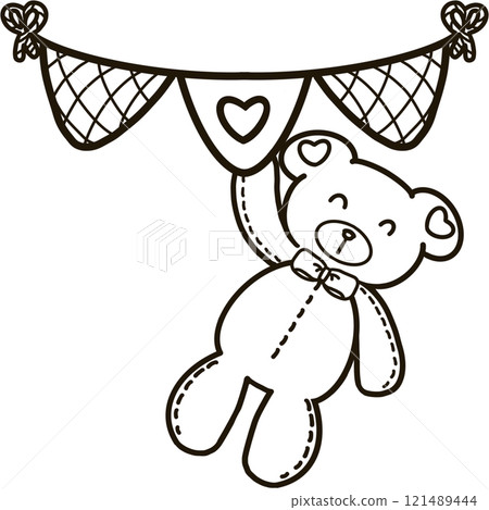 Minimalist Outline Drawing of a babe bear Elegant Design set, Cute hand drawn. 121489444