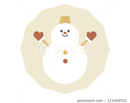 手繪風格可愛的雪人插畫 手繪風格可愛的雪人插畫 121489552