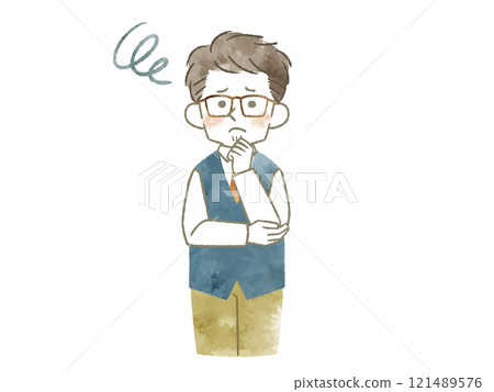 Worried man - watercolor Worried man - watercolor 121489576