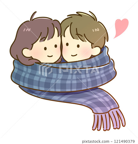 戴著長圍巾的情侶 121490379