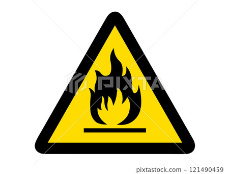 Fire hazard warning sign pictogram illustration 121490459